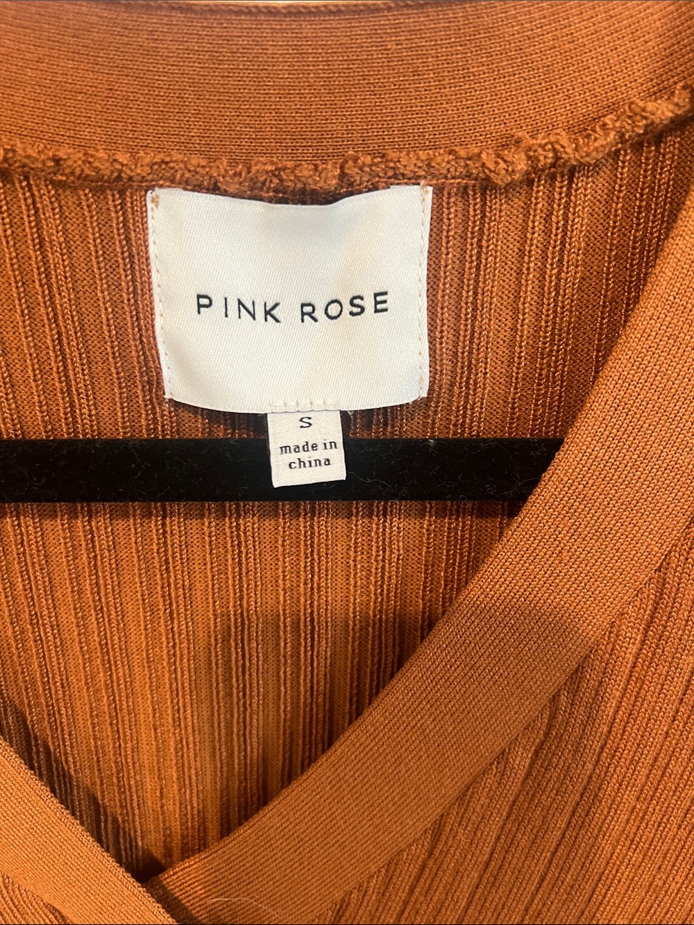 Rust Ribbed Wrap Midi Dress - Picture 3 of 3